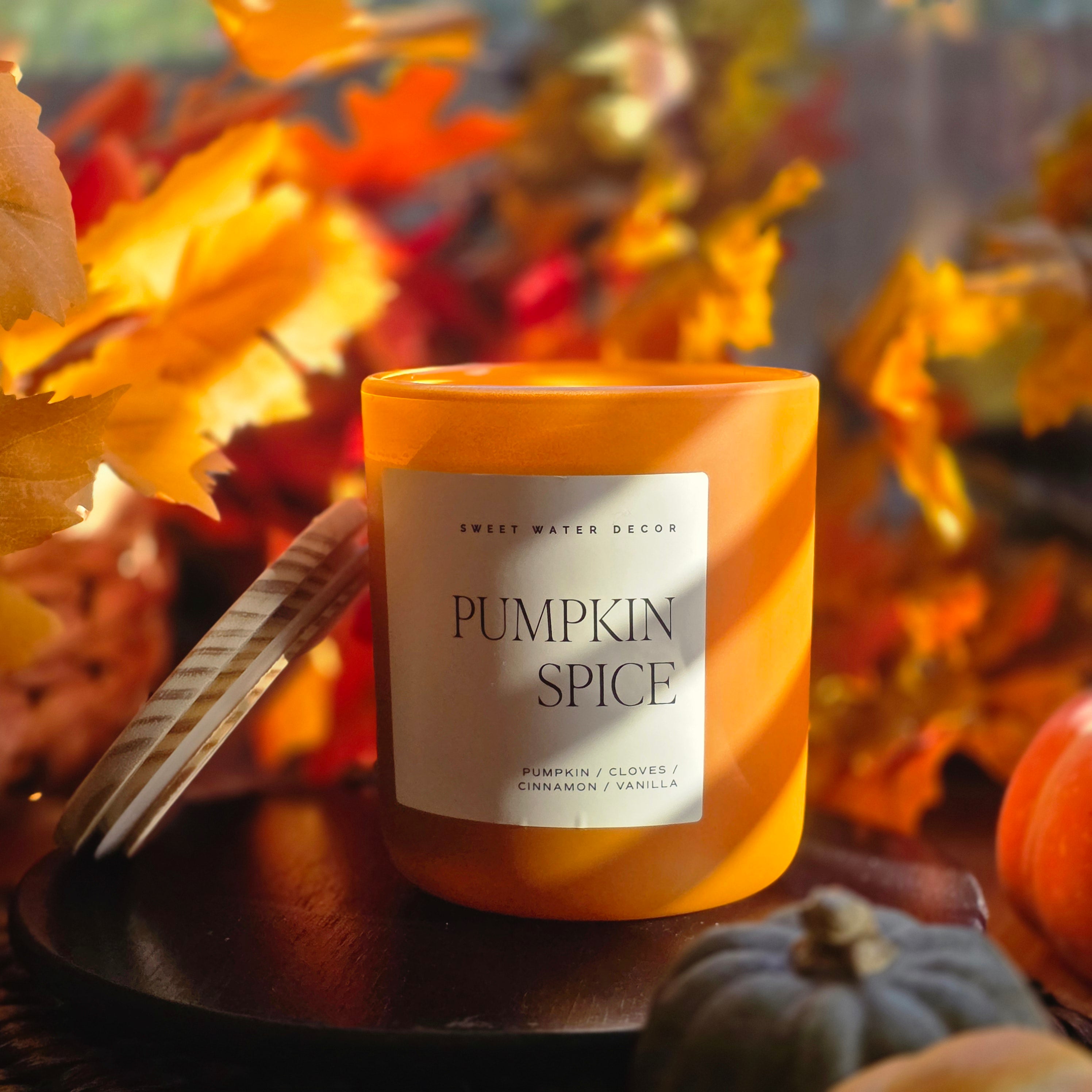 Pumpkin Spice Signature Soy Wax 15 oz Candle in Frosted Orange Glass