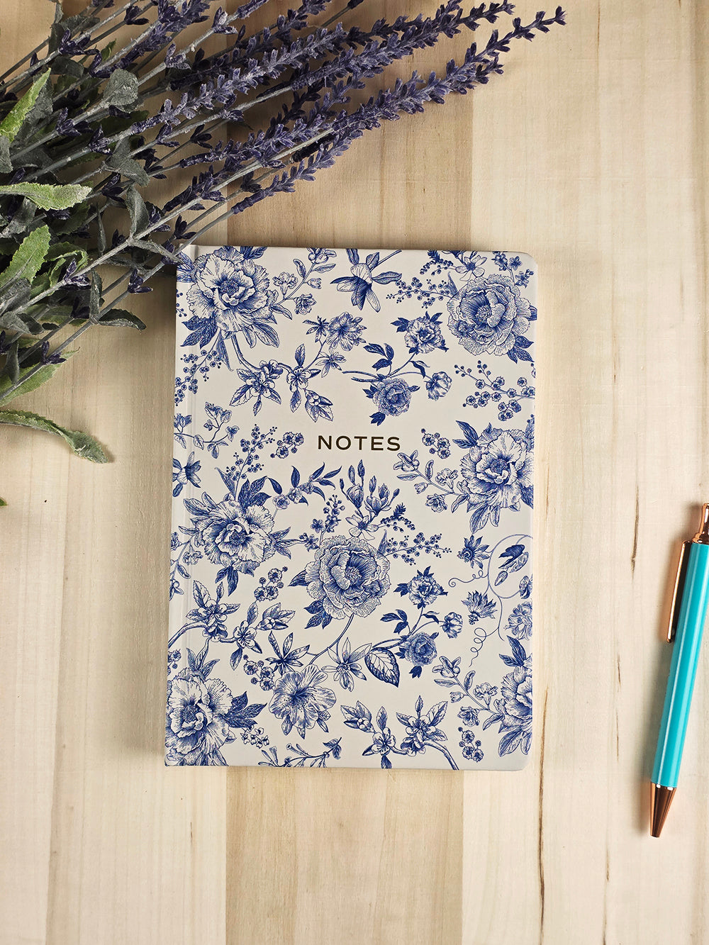 Blue Delft Notes Journal — Gold Foil Hardcover