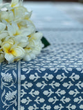 Cotton Hand-Block Printed Table Runner – The Charlotte Indigo Bloom