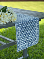 Cotton Hand-Block Printed Table Runner – The Charlotte Indigo Bloom