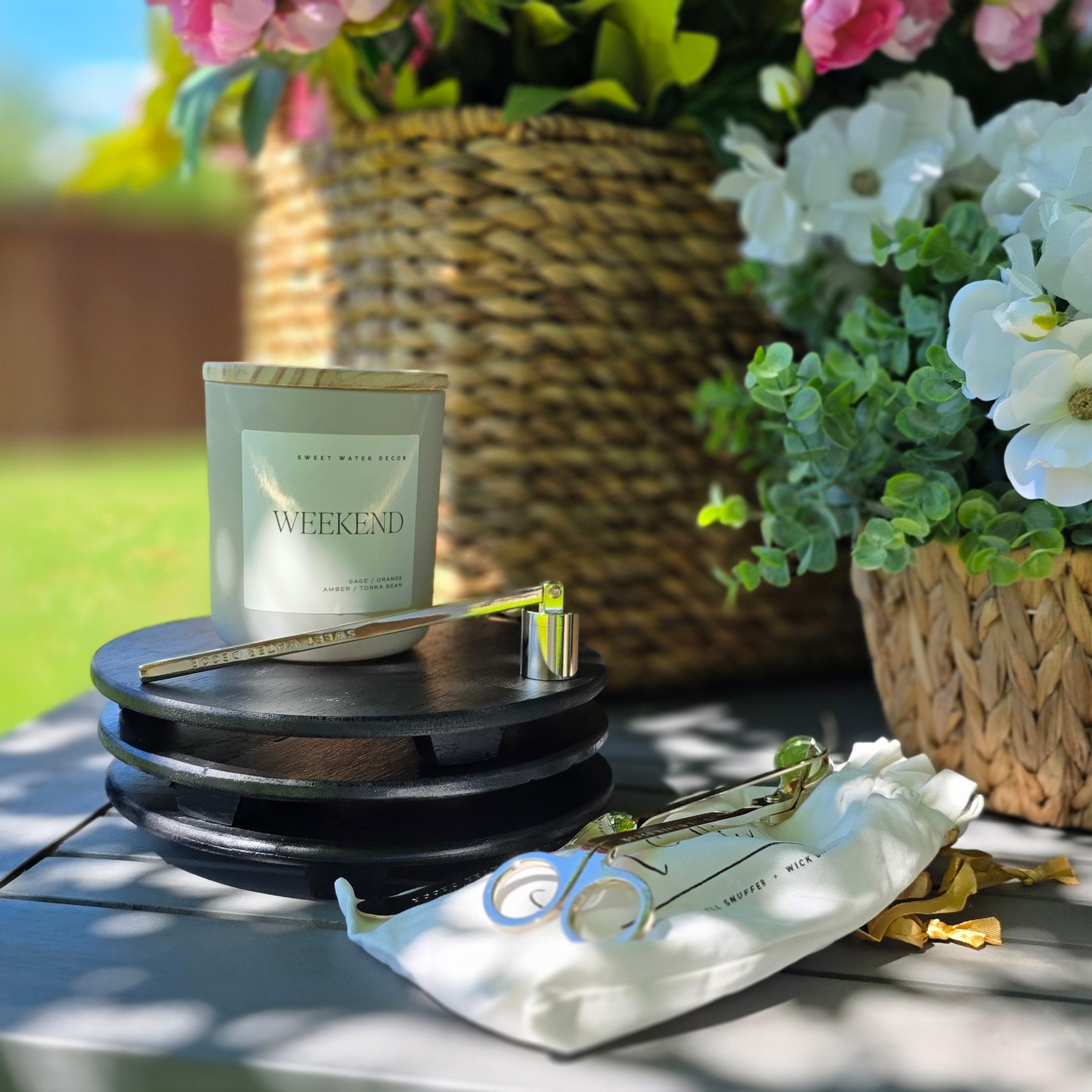 Black Wood Display Riser — Candle & Décor Stand