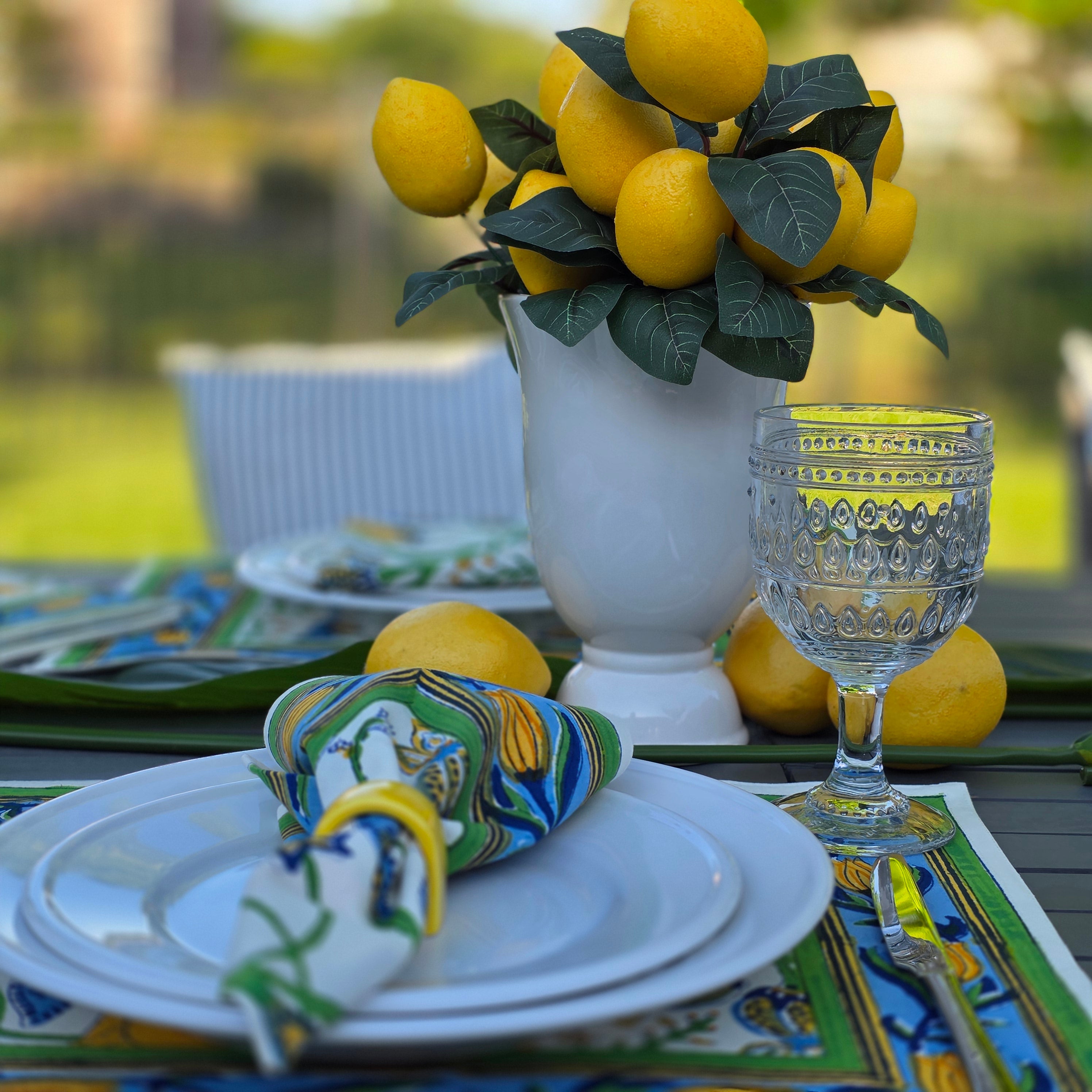 Cotton Hand-Block-Printed Placemats — Monet’s Kitchen — Set of 4