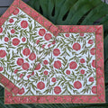 Cotton Hand-Block-Printed Placemats — Pomegranate Red — Set of 4