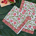 Cotton Hand-Block-Printed Napkins — Pomegranate Red — Set of 4