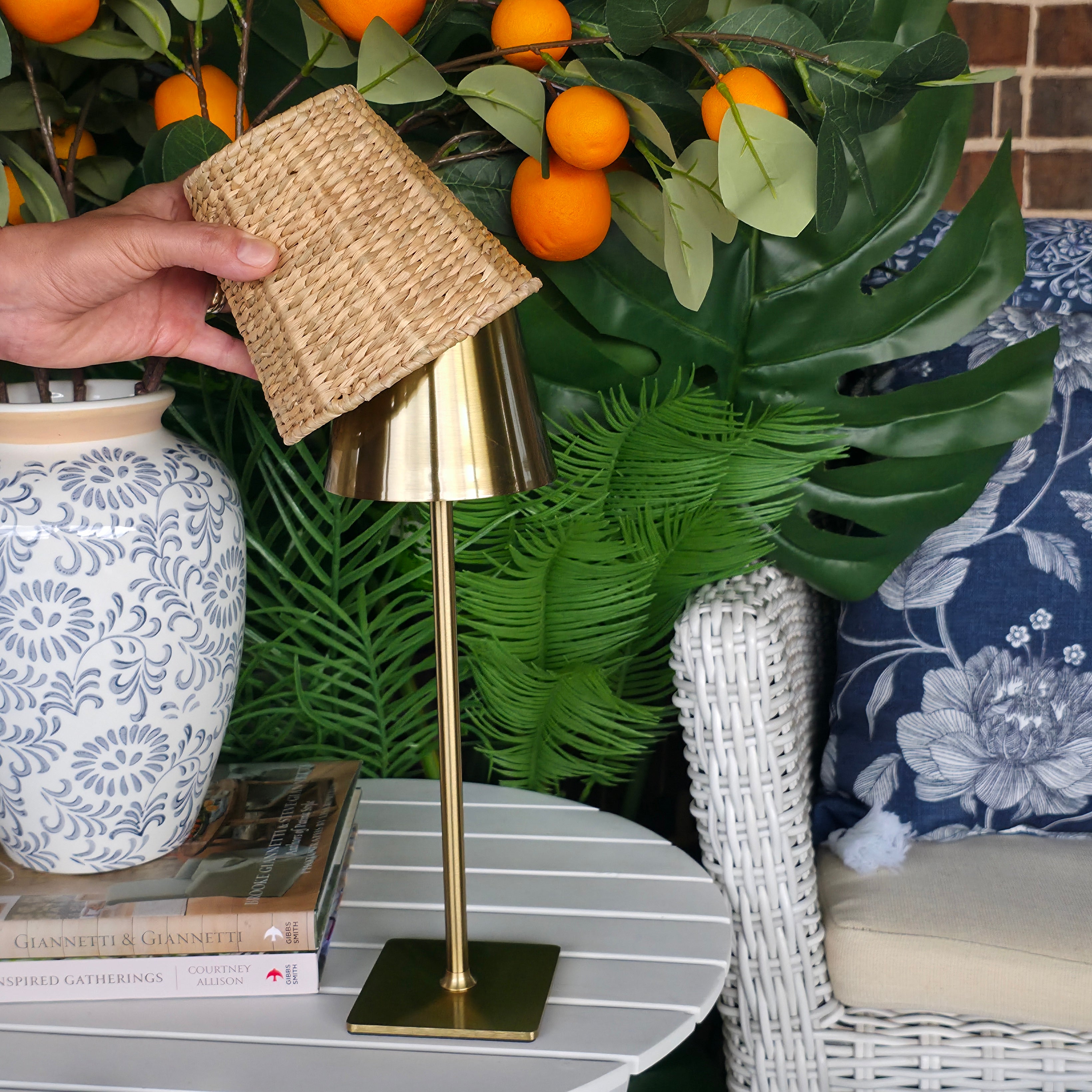 Handwoven Seagrass Lampshade for Cordless Lamps