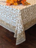 Cotton Hand-Block-Printed Tablecloth - Lilibet Mocha