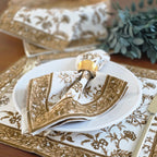 Cotton Hand-Block-Printed Placemats - Lilibet Mocha, Set of 4