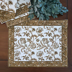 Cotton Hand-Block-Printed Placemats - Lilibet Mocha, Set of 4