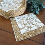 Cotton Hand-Block-Printed Napkins - Lilibet Mocha, Set of 4
