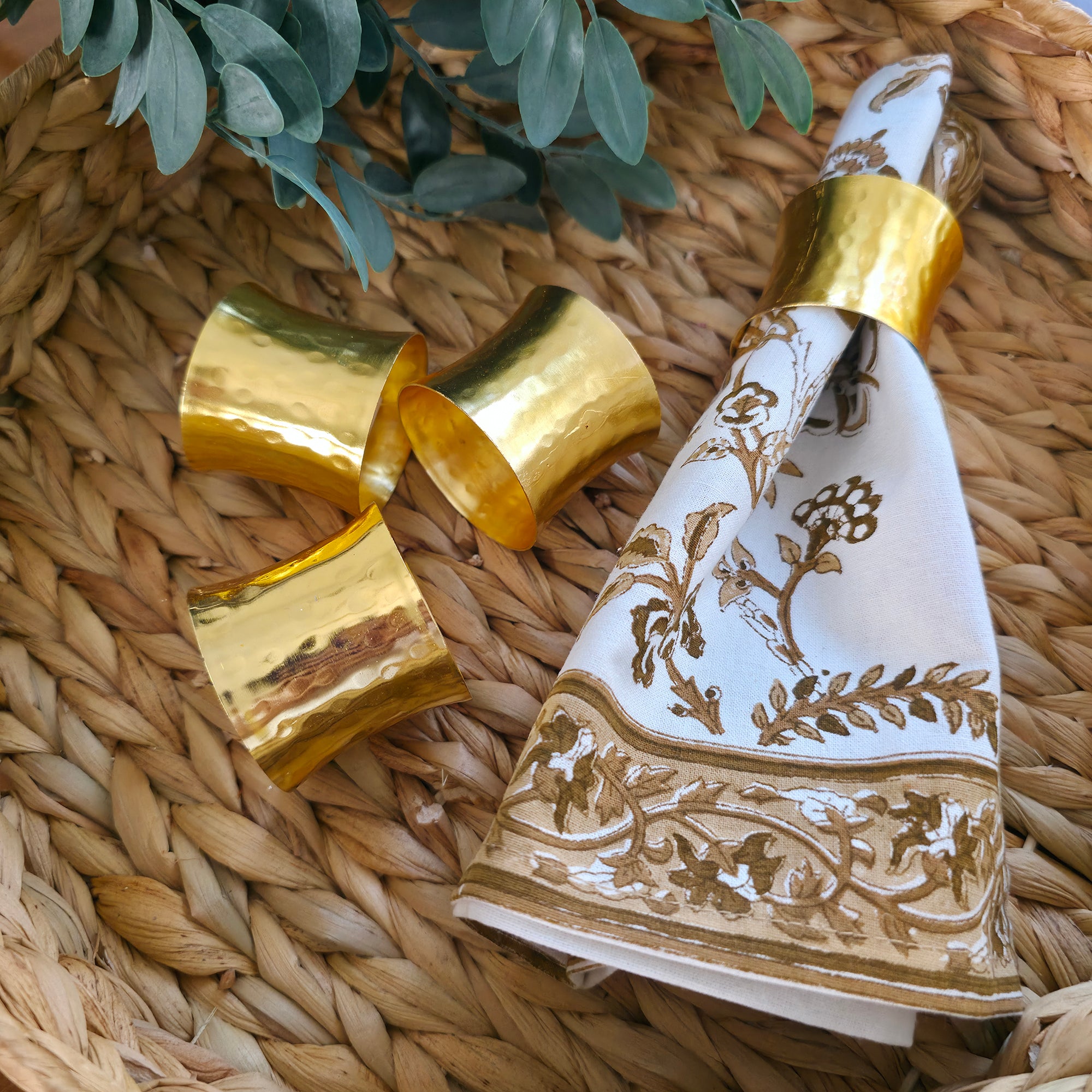 Hammered Gold Cuff Napkin Rings – Essential Elegance, Set of 4