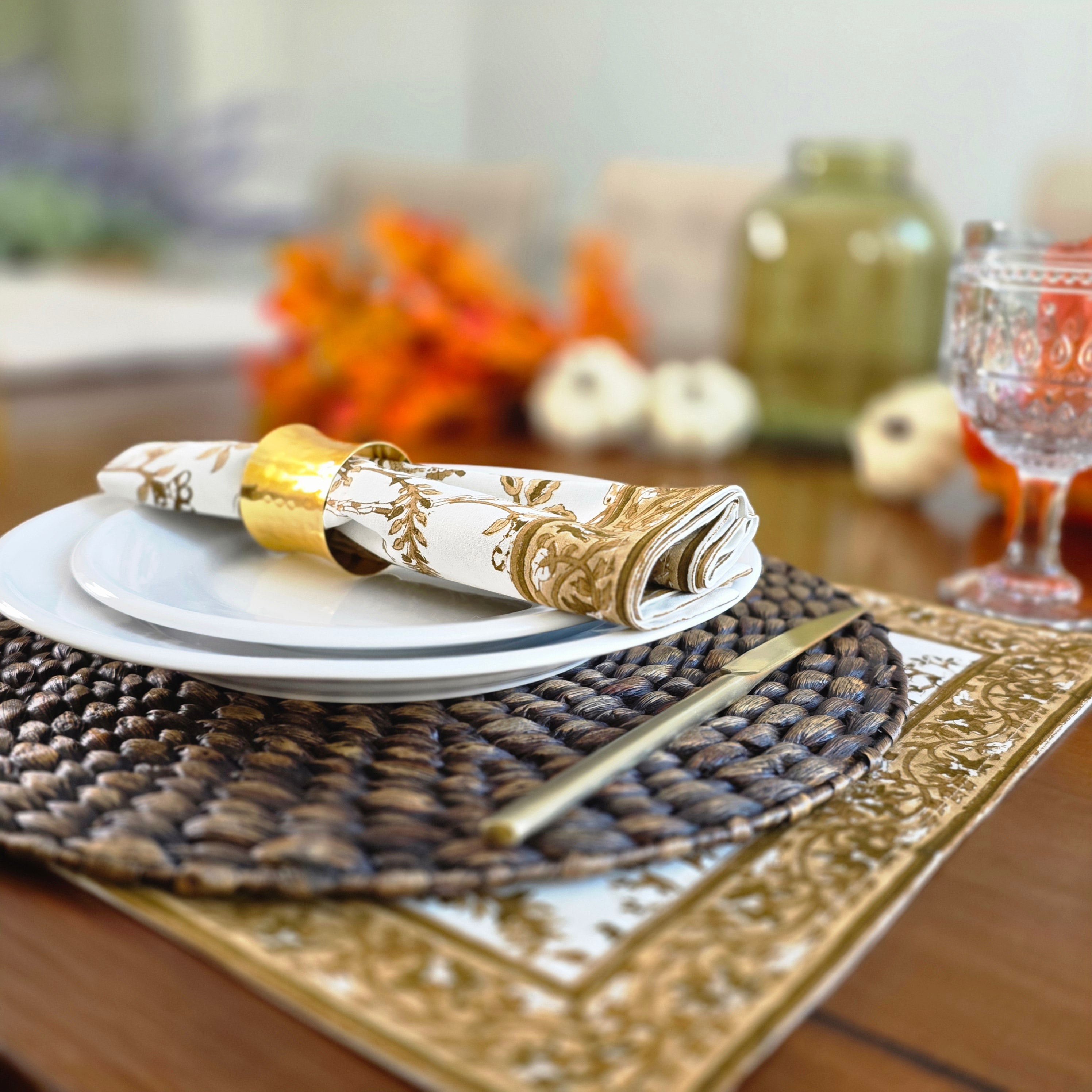 Hammered Gold Cuff Napkin Rings – Essential Elegance, Set of 4