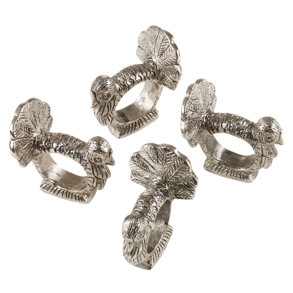 Silver Turkey — Napkin Rings (Set of 4)
