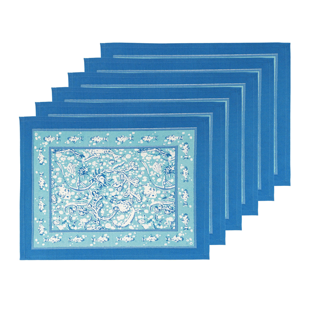 Coastal Sea Life Cotton Placemats — Set of 4