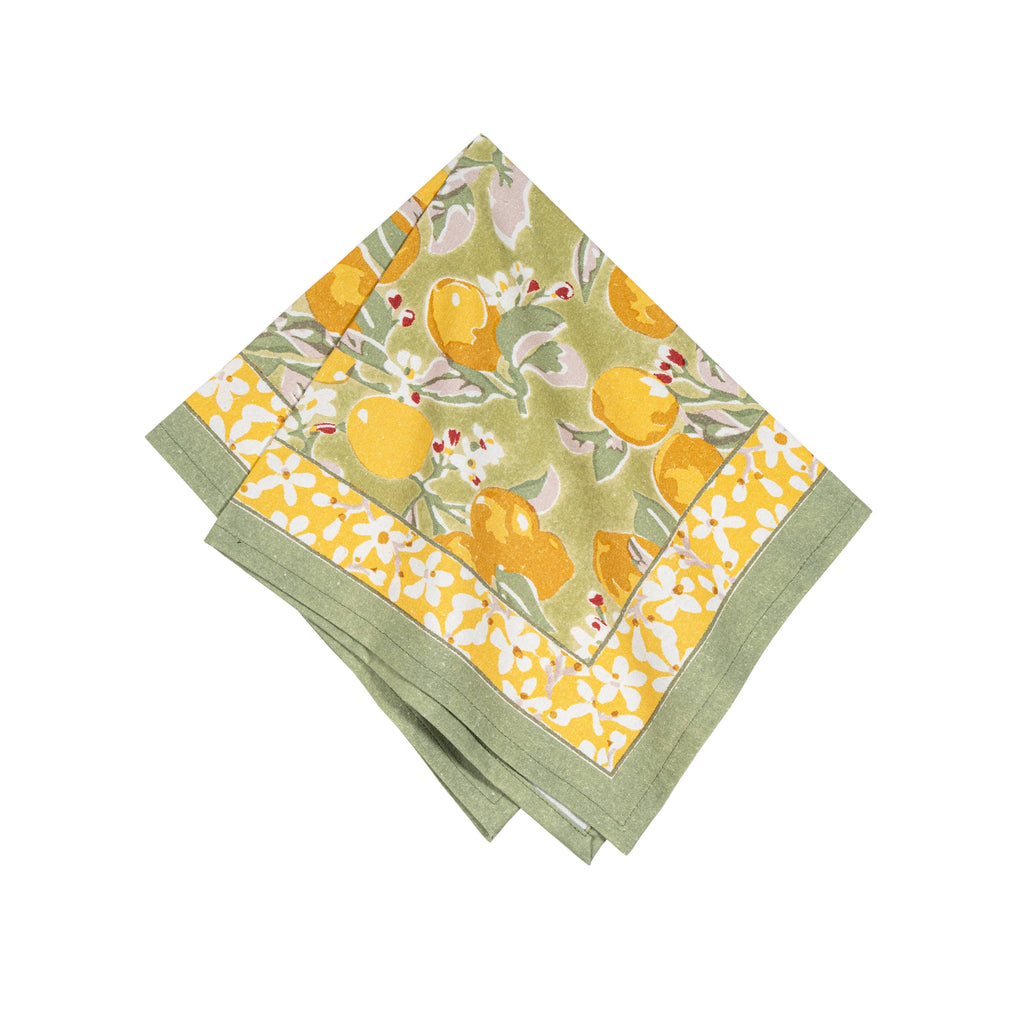Citron Blossom Cotton Napkins — Set of 4