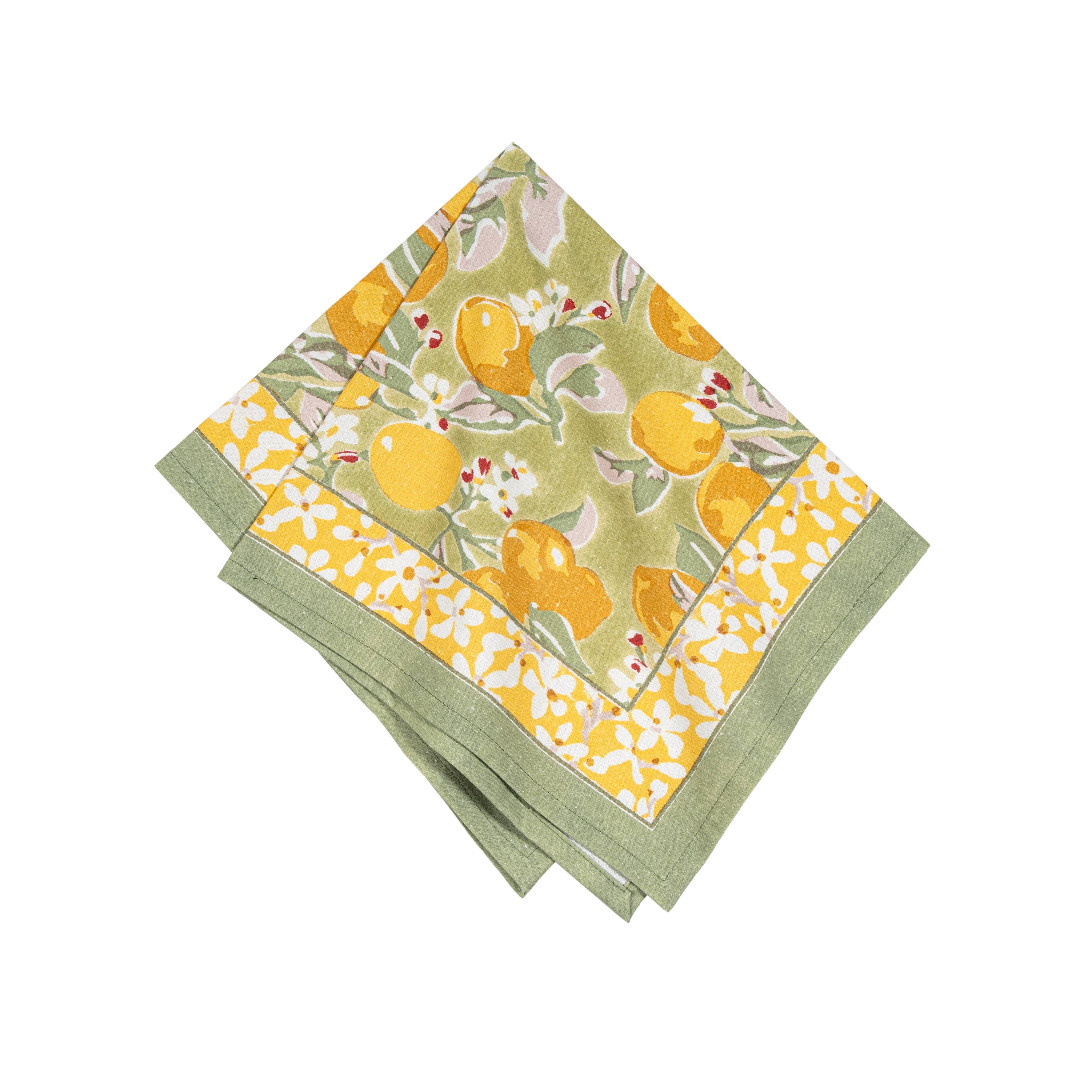 Citron Blossom Cotton Napkins — Set of 4