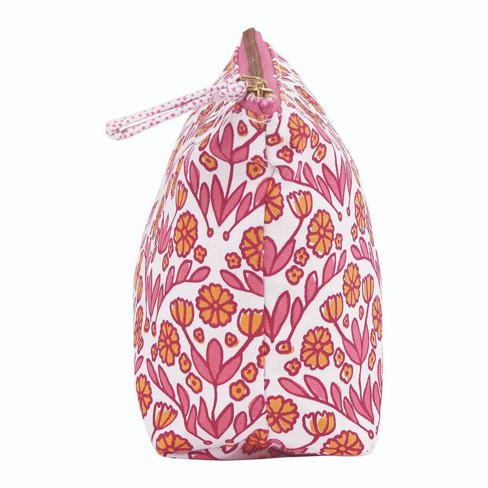 Pink Floral Canvas Pouch