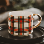 Holiday Plaid — Fine Bone China Mug with Gold Handle