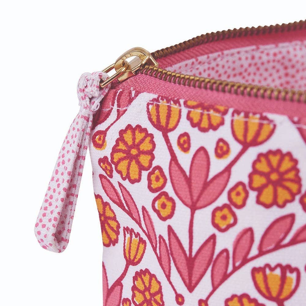Pink Floral Canvas Pouch