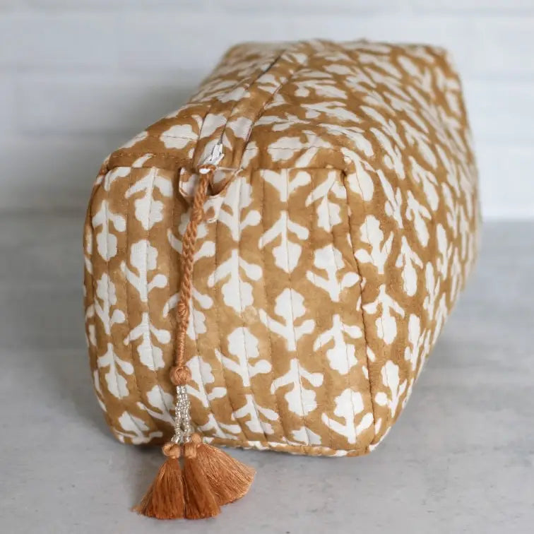 Cotton Hand-Block-Printed Quilted Cosmetic Bags Collection