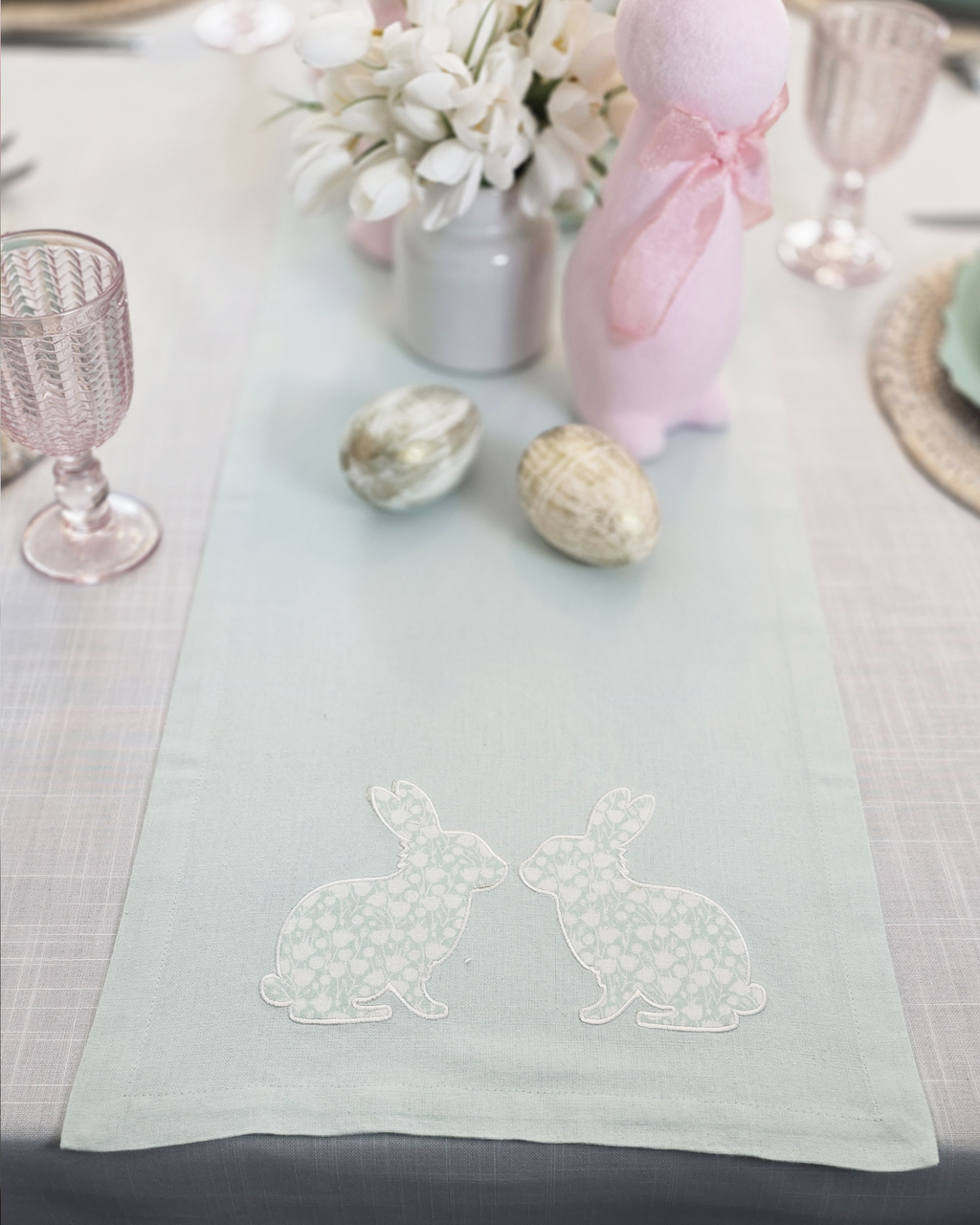 Easter Bunny Cotton Runner, Mist