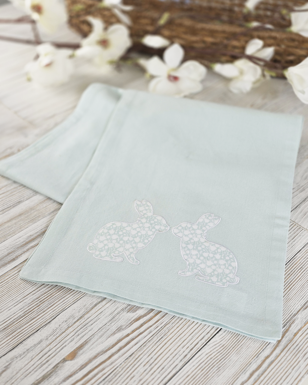 Easter Bunny Cotton Runner, Mist
