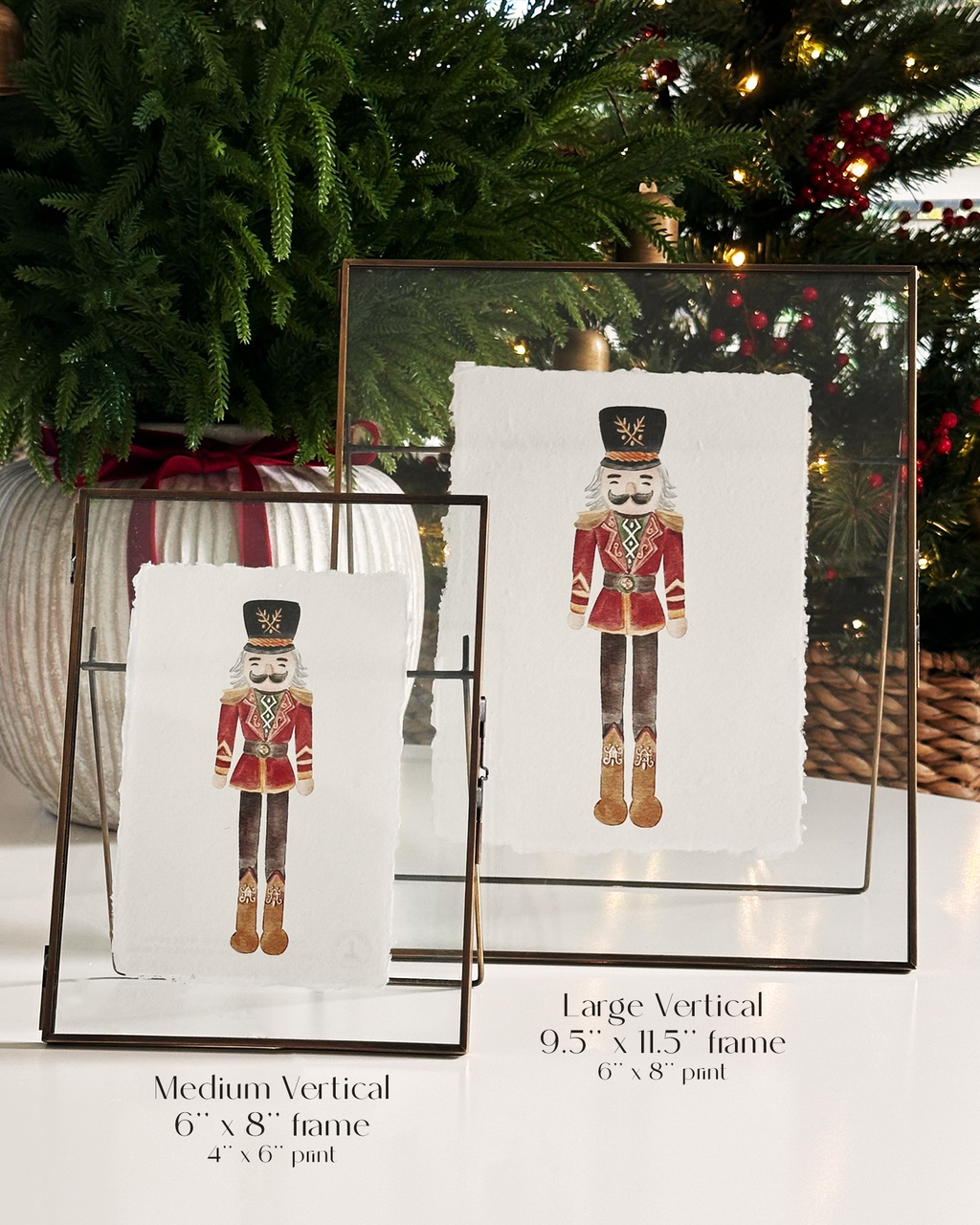 Nutcracker Framed Art in Large Patina Gold Frame — Holiday Edition