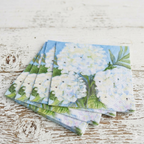 White Hydrangeas Cocktail Napkins — Set of 4 Packs
