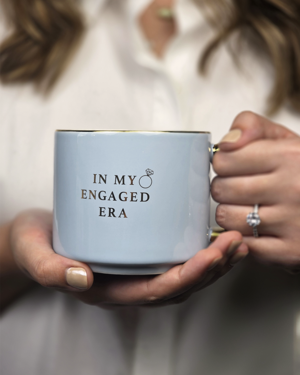 In My Engaged Era Fine Bone China Mug — Blue & Gold