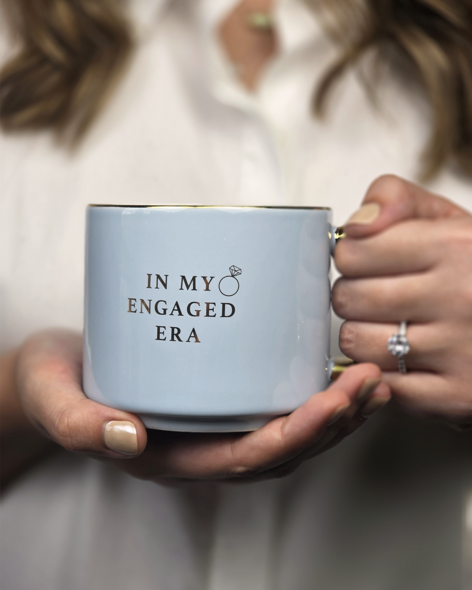 In My Engaged Era Fine Bone China Mug — Blue & Gold