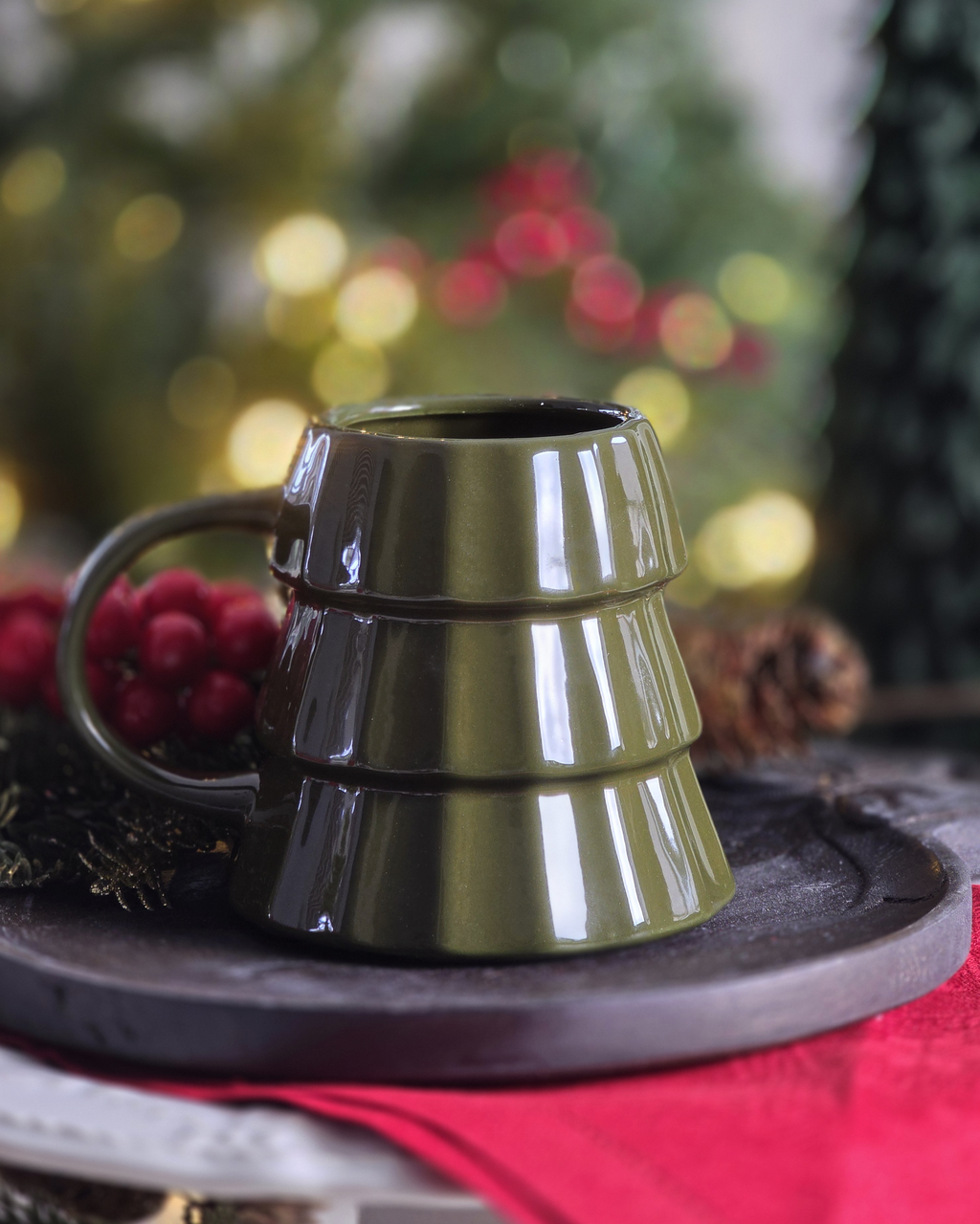 Green Tree Mug – Holiday Ceramic Coffee Mug