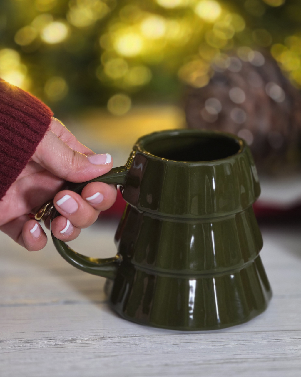 Green Tree Mug – Holiday Ceramic Coffee Mug