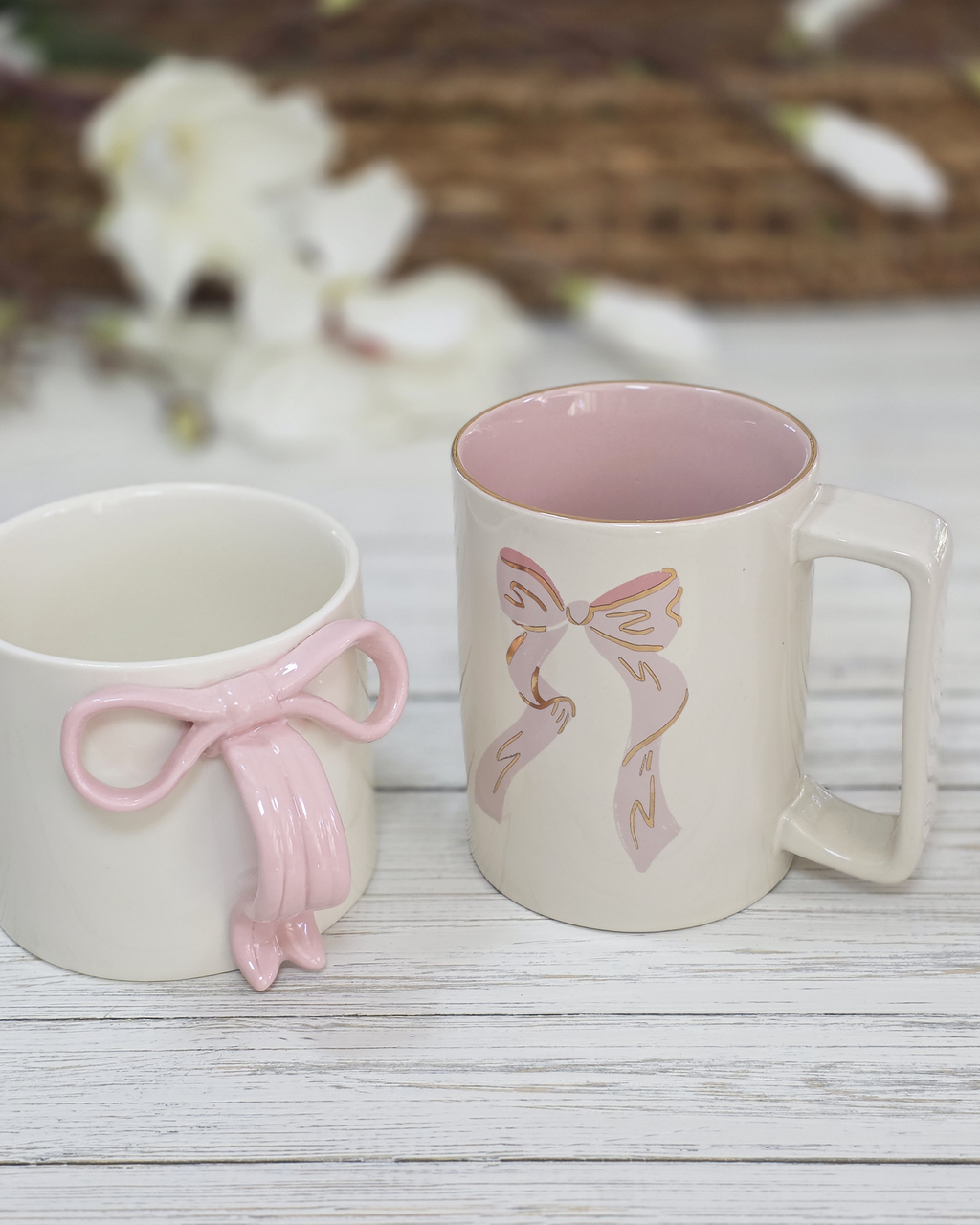 Pink Bow Handle — Ceramic Mug