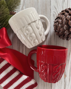 Cozy Sweater Knit Ceramic Cup – Red Holiday Edition