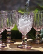 Pink Chevron Crystal Goblets – Set of 4