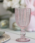 Pink Chevron Crystal Goblets – Set of 4