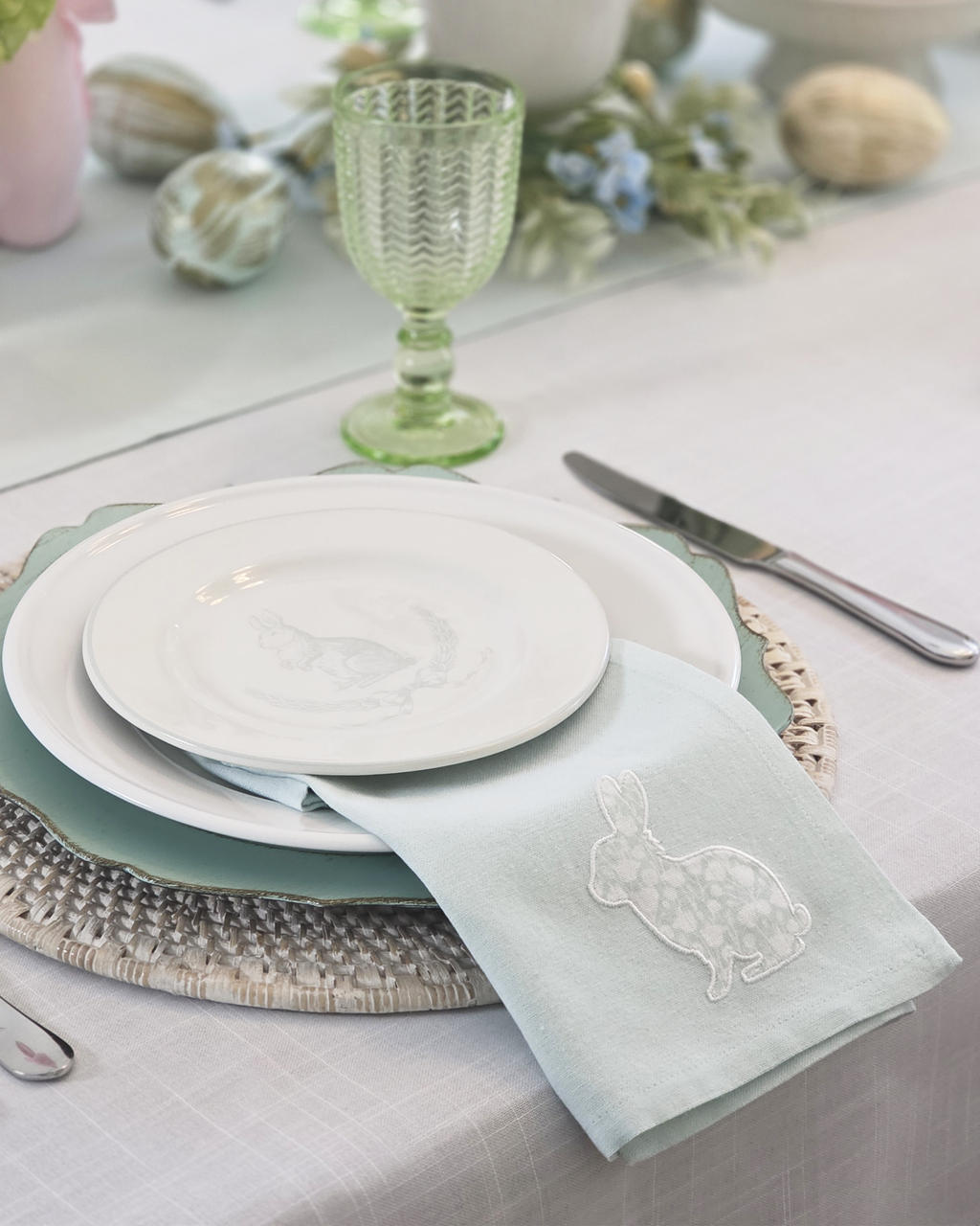 Pistachio Laurel Bunny Salad Plate, Set of 4