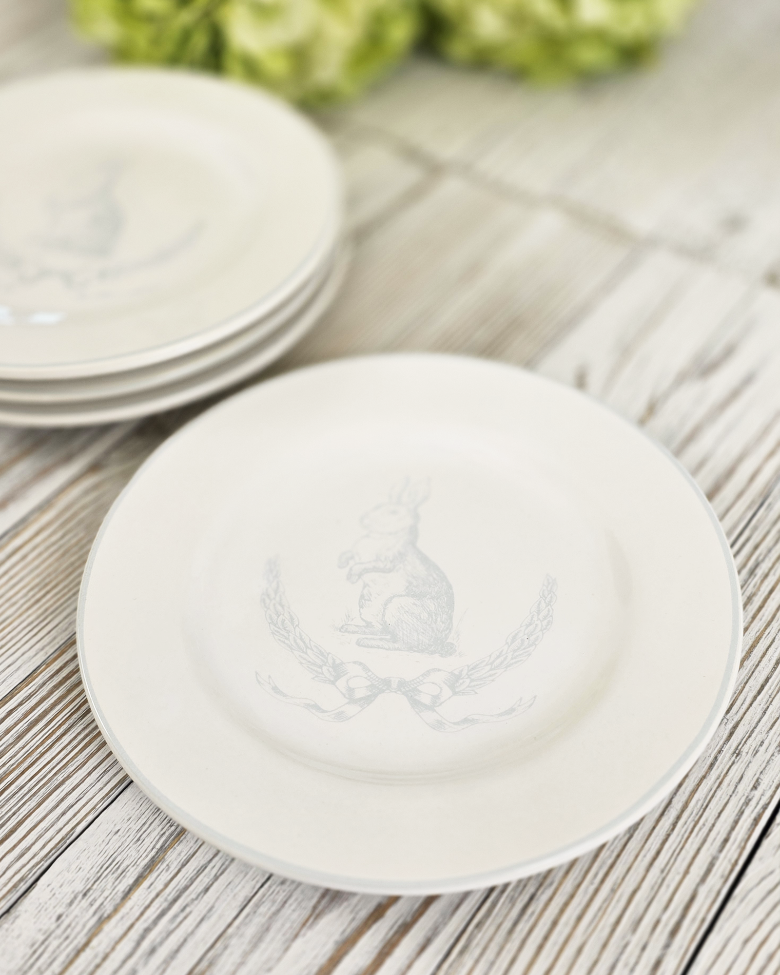 Pistachio Laurel Bunny Salad Plate, Set of 4