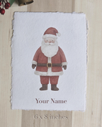 Santa Claus — Custom Name Seasonal Print on Cotton Deckle-Edge Handmade Paper