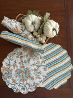 Quilted Cotton Round Placemats – Ainsley Bloom Reversible, Set of 4