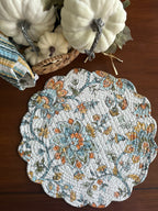 Quilted Cotton Round Placemats – Ainsley Bloom Reversible, Set of 4