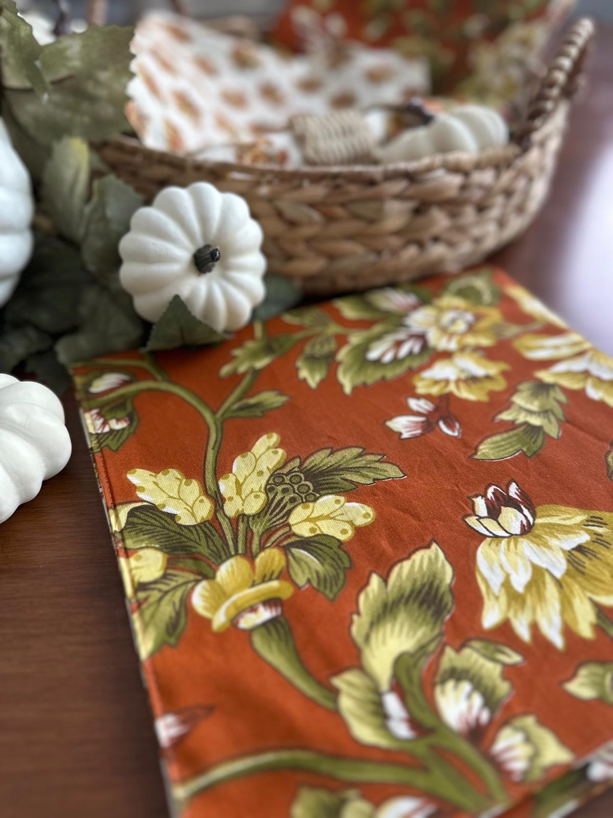 Cotton Reversible Napkins – Autumn Bloom, Set of 4