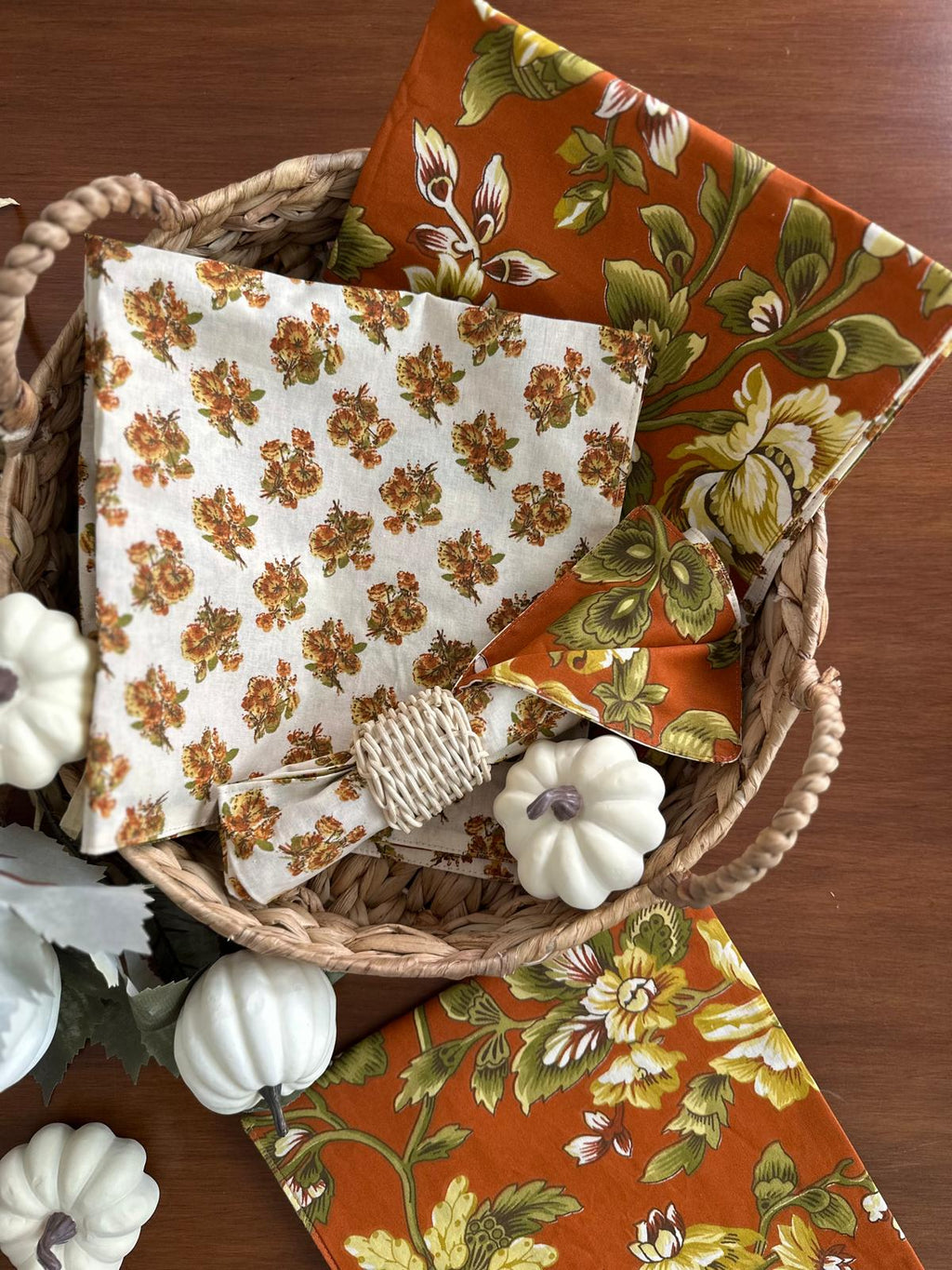 Cotton Reversible Napkins – Autumn Bloom, Set of 4