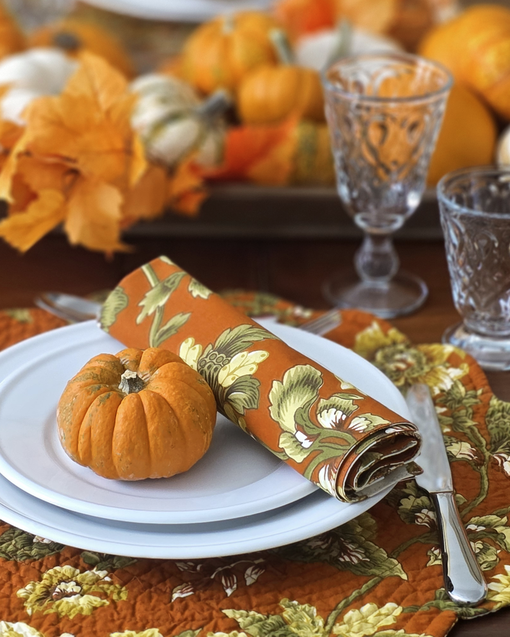 Autumn Bloom — Reversible Cotton Napkins (Set of 4)