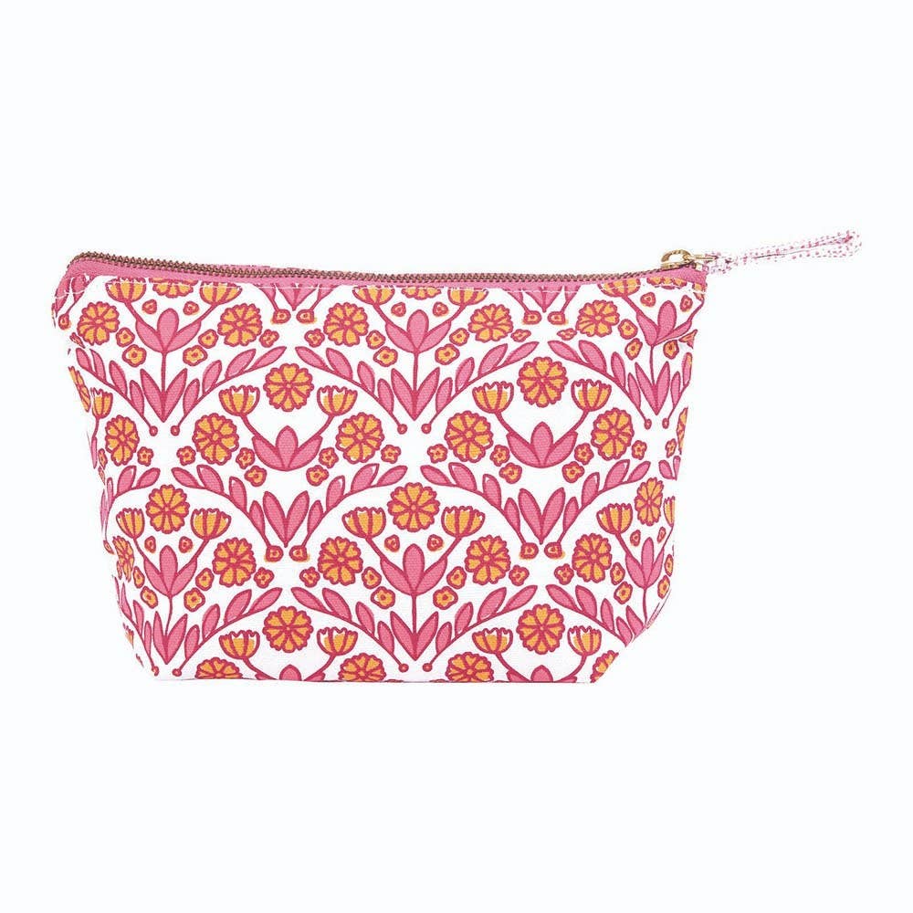 Pink Floral Canvas Pouch