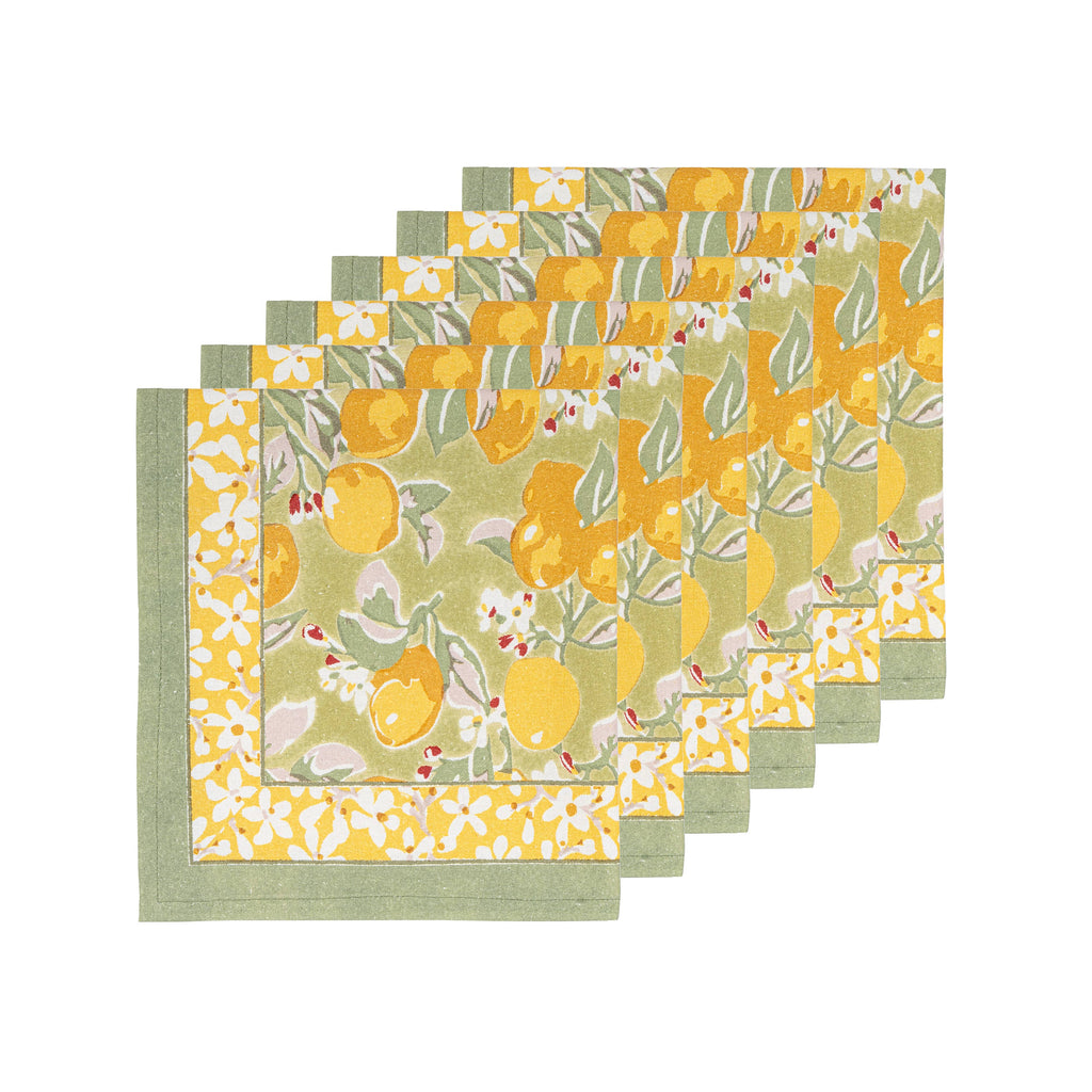 Citron Blossom Cotton Napkins — Set of 4