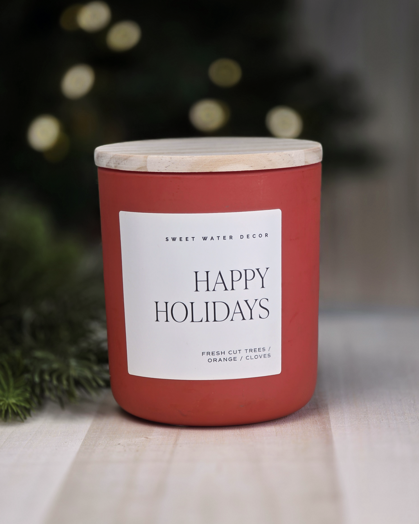 Happy Holidays Candle – 15 oz Soy Wax in Matte Red Jar