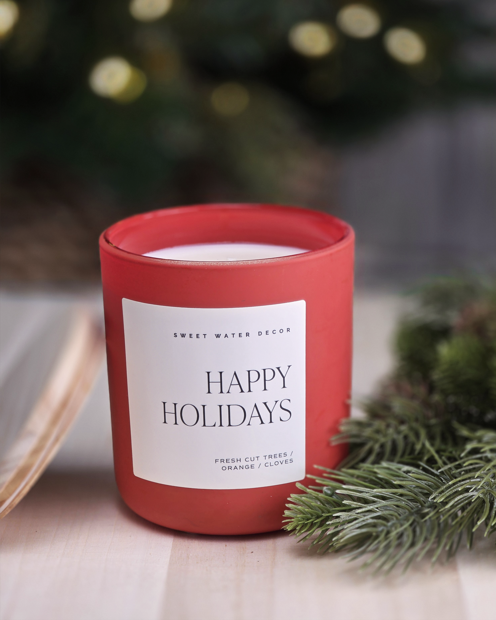 Happy Holidays Candle – 15 oz Soy Wax in Matte Red Jar