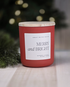 Merry & Bright Candle – 15 oz Soy Wax in Matte Red Jar