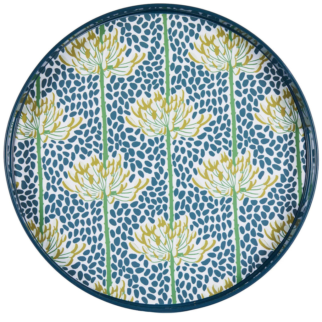 Agapanthus Floral — Round Lacquer Serving Tray