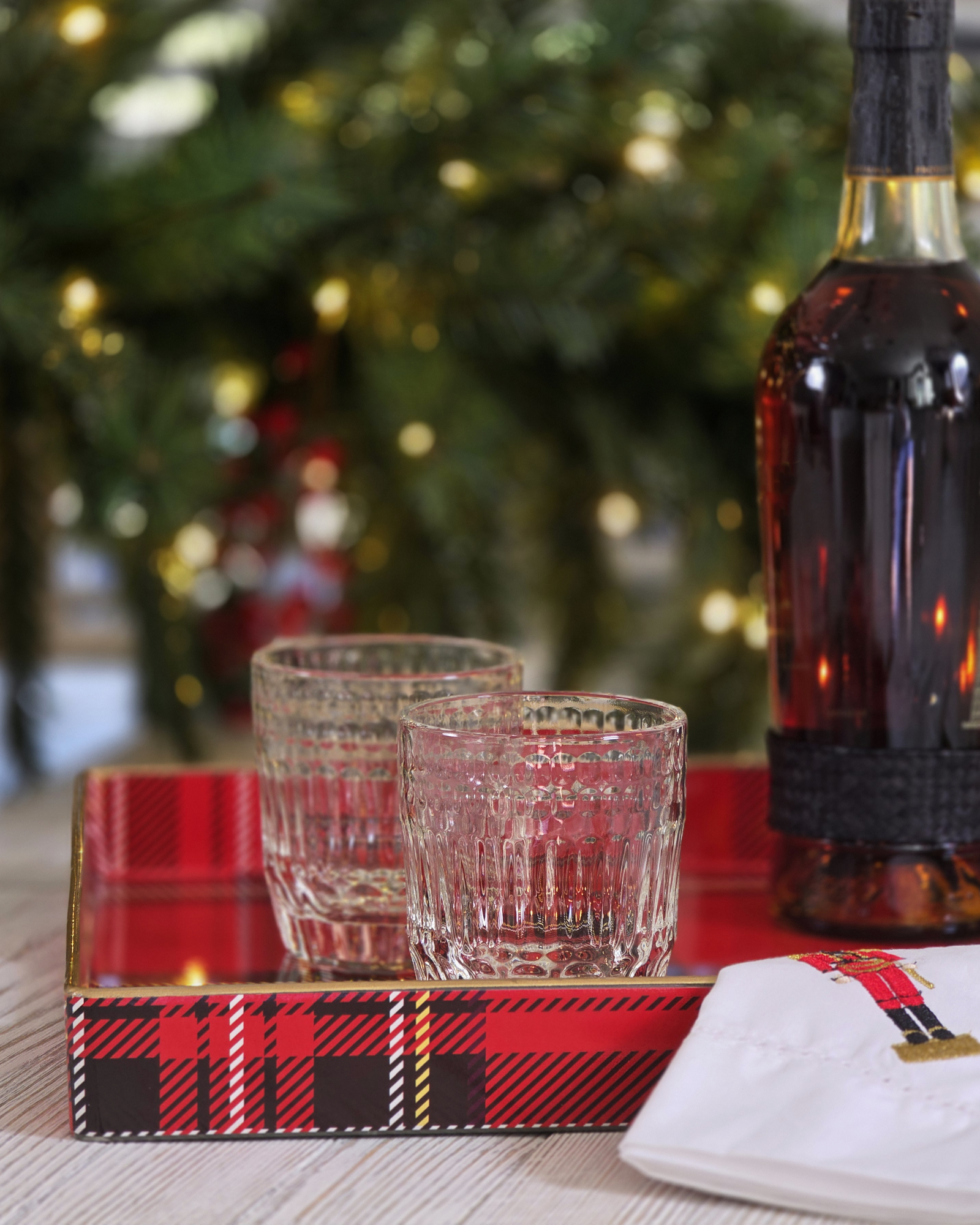 Classic Red Plaid Christmas Tray